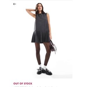 ASOS Design | Slash Neck Pleated Mini Dress in Gray